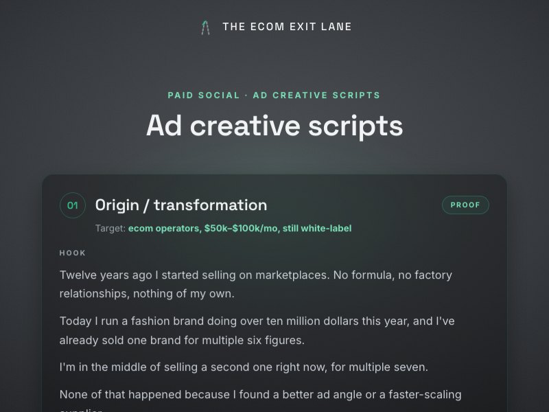 Ad creative scripts preview