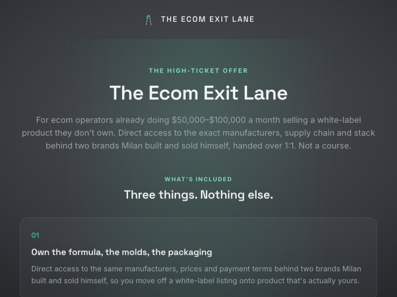The Ecom Exit Lane offer page preview